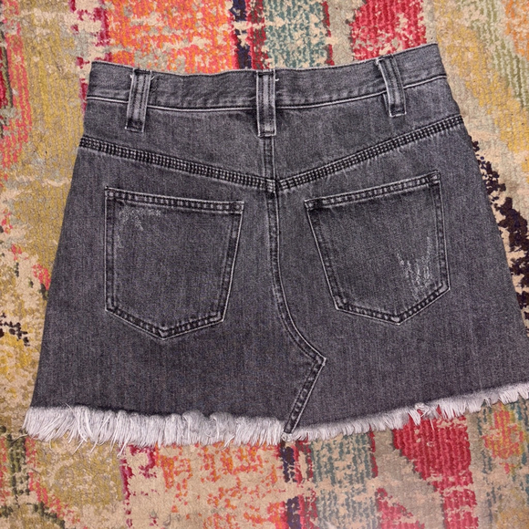 Free People Y2K Boho Western Mini Skirt- Sidecar Distressed Black Denim size 25 - Picture 7 of 10
